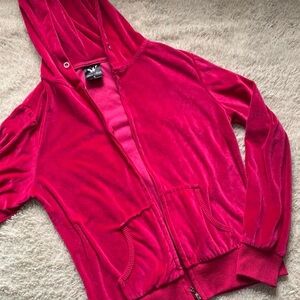 Pink crushed velvet zip up hoodie sweatshirt